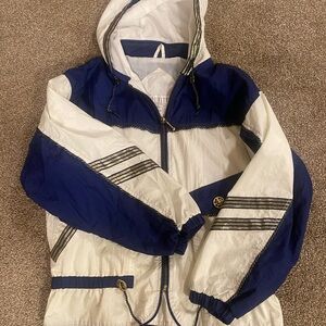 Vintage 80s/90s East West Design Nautical Windbreaker Jacket, White & Navy blue